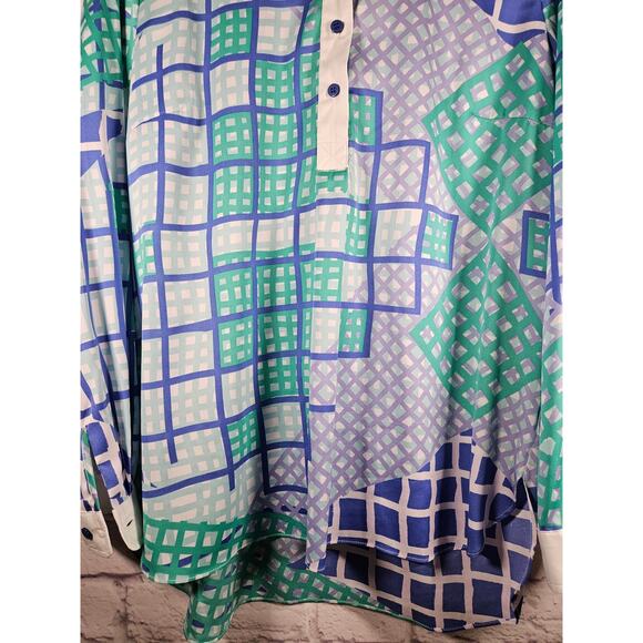 Bob Mackie Wearable Art Vintage 90's Green & Blue Grid Pattern Size Medium - Picture 8 of 8